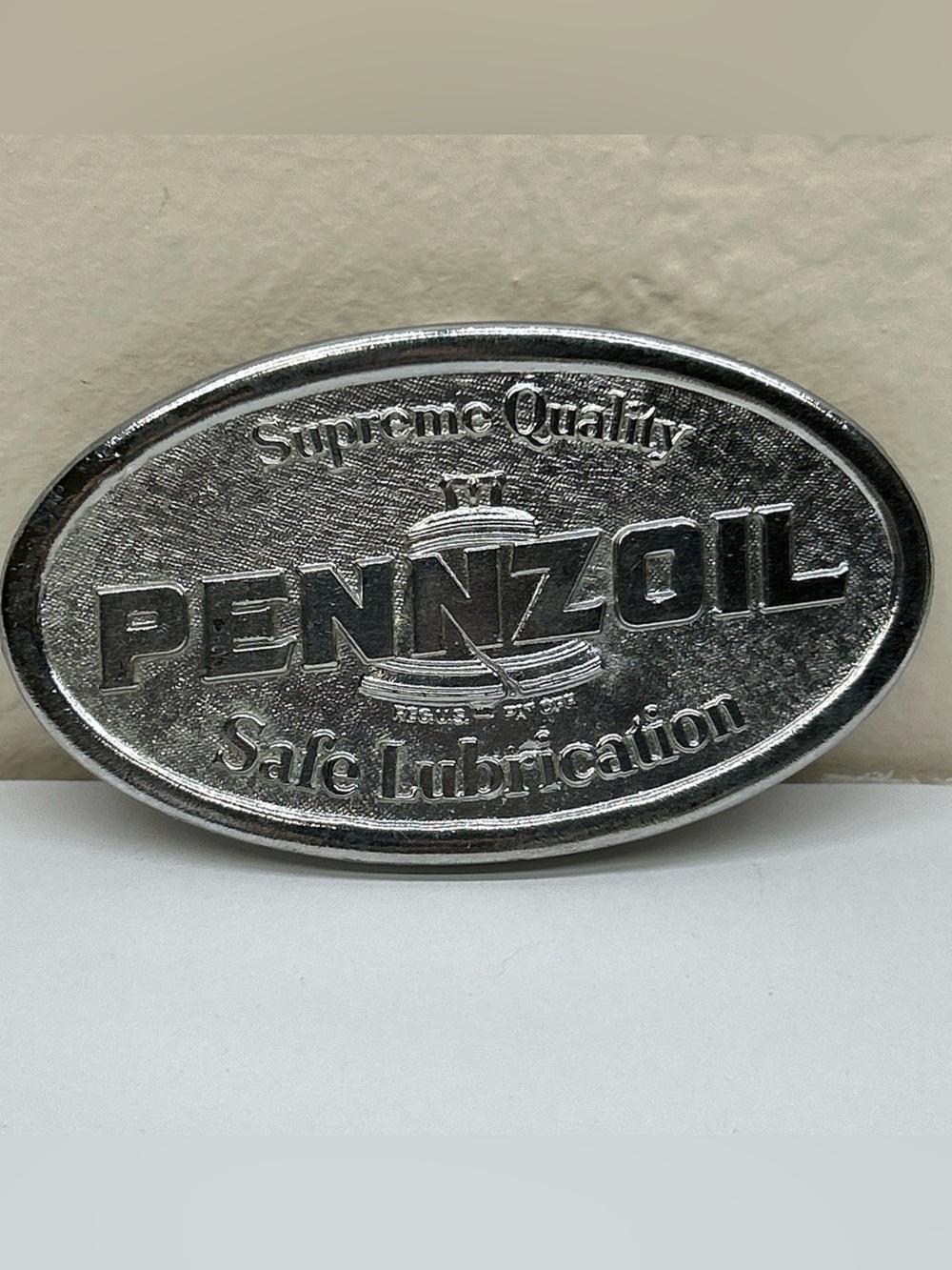 Vintage Pennzoil Oval Belt Buckle Supreme Quality Safe Lubrication